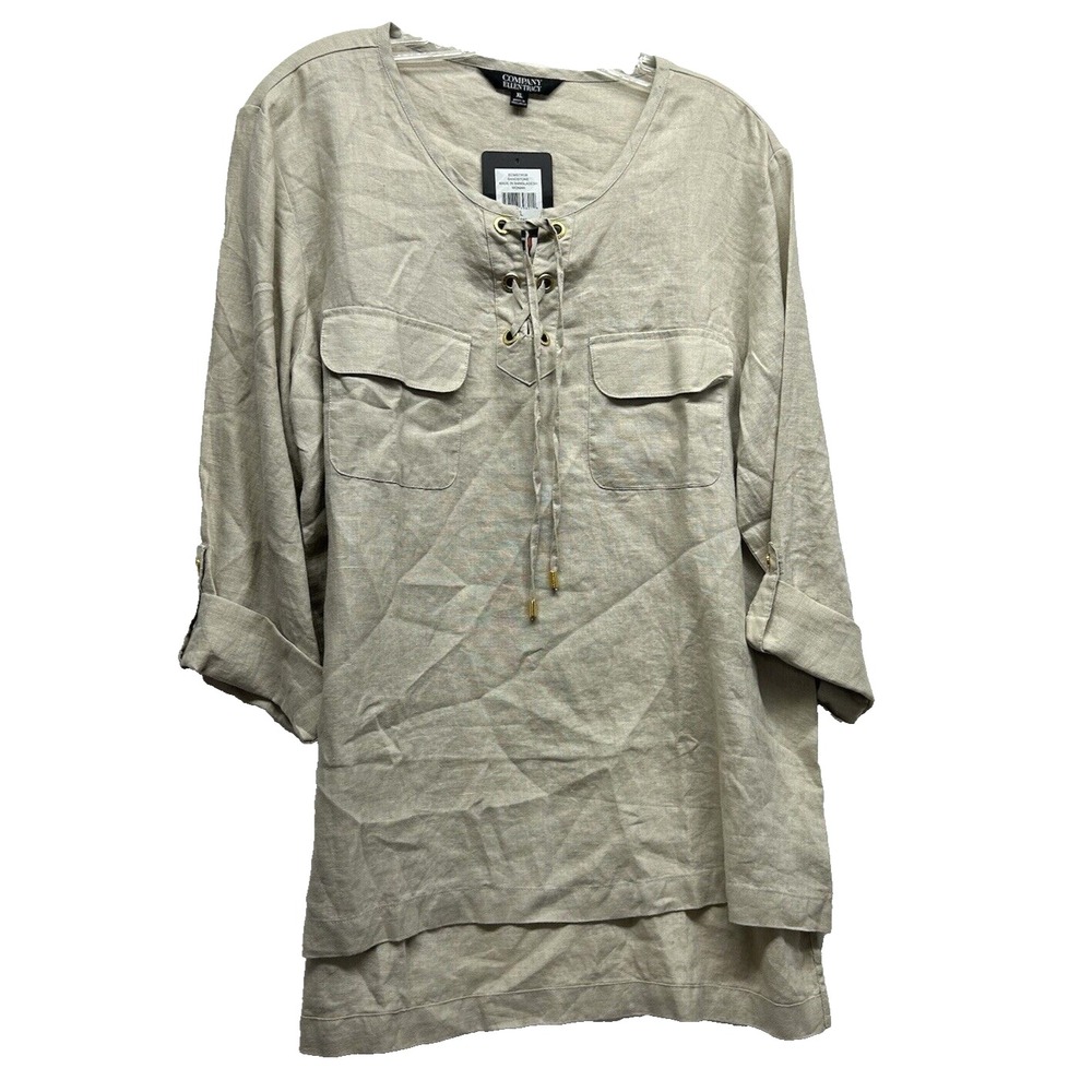 Company Ellen Tracy Women's XL Sandstone Linen Top New (F4)